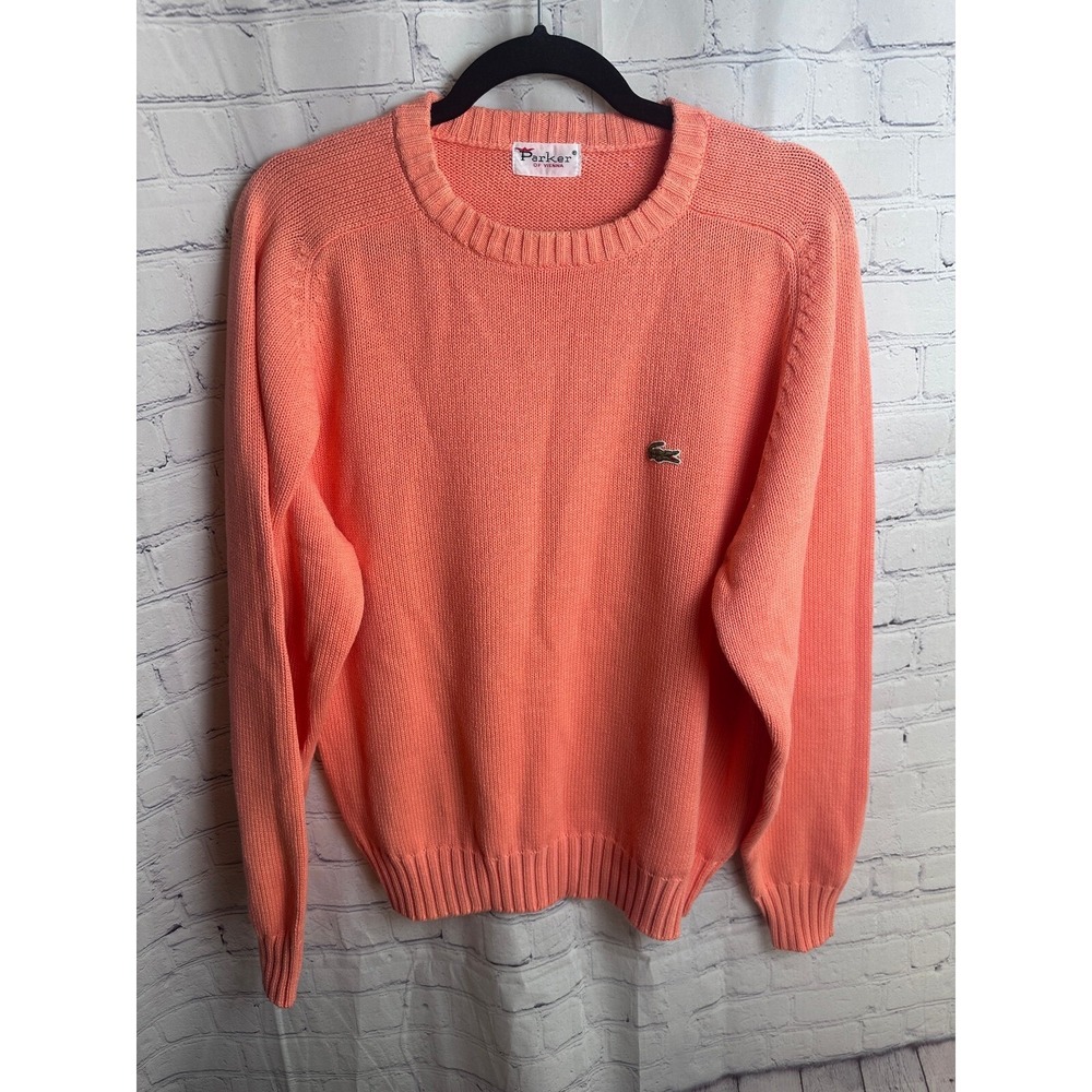 Parker of Vienna Sweater Lacoste Logo Knit Crew Neck Pullover Coral